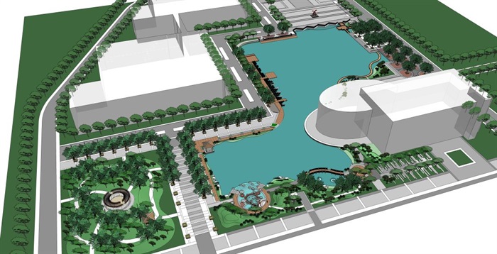 城市休闲公园景观设计方案SU模型(7)