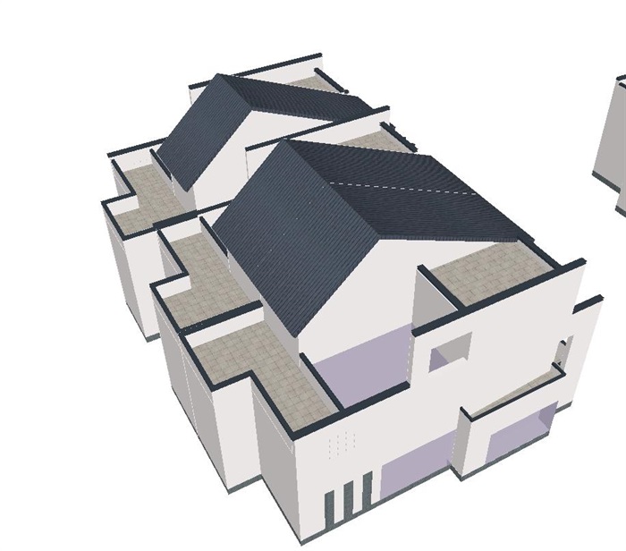新中式联排别墅建筑设计方案SU模型(3)