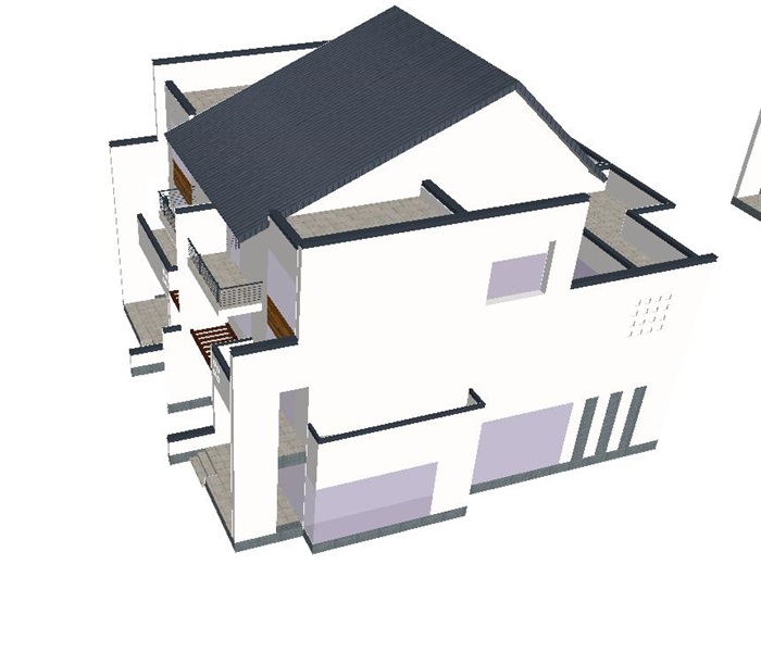 新中式联排别墅建筑设计方案SU模型(5)