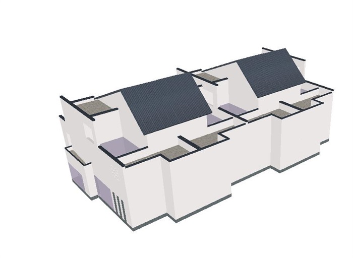 新中式联排别墅建筑设计方案SU模型(6)