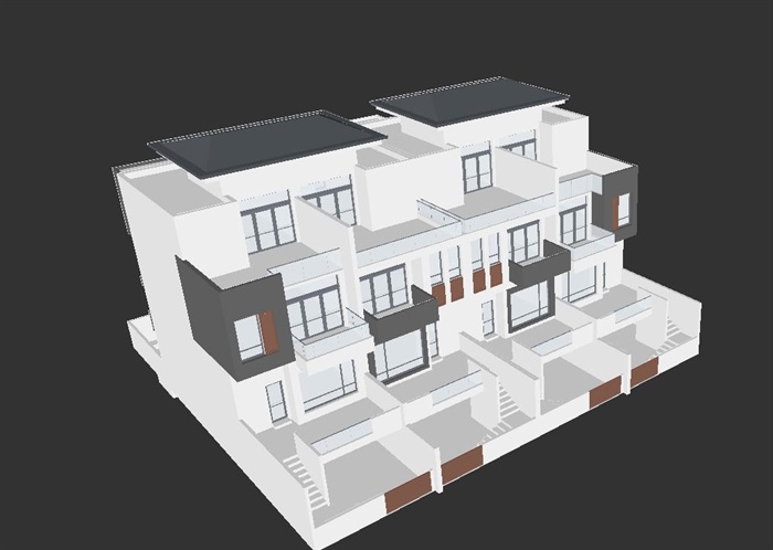 180平户型联排别墅建筑设计方案SU模型(4)