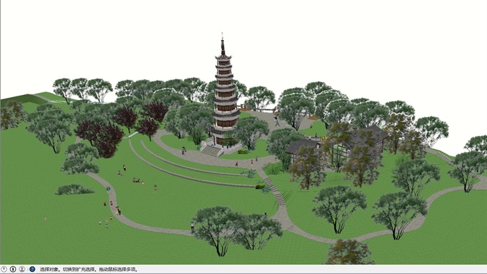 古塔公园建筑与景观设计方案SU模型(7)
