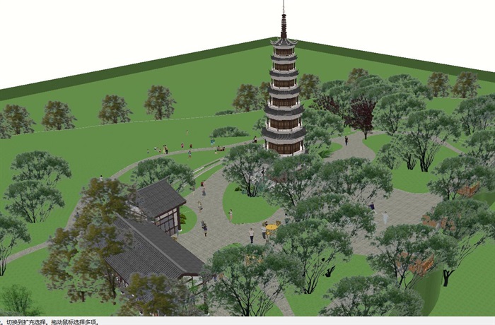 古塔公园建筑与景观设计方案SU模型(8)