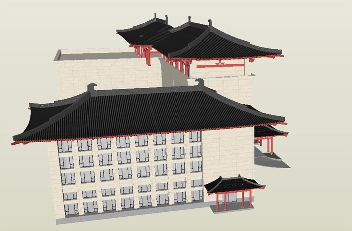 唐风酒店建筑设计方案SU模型(5)