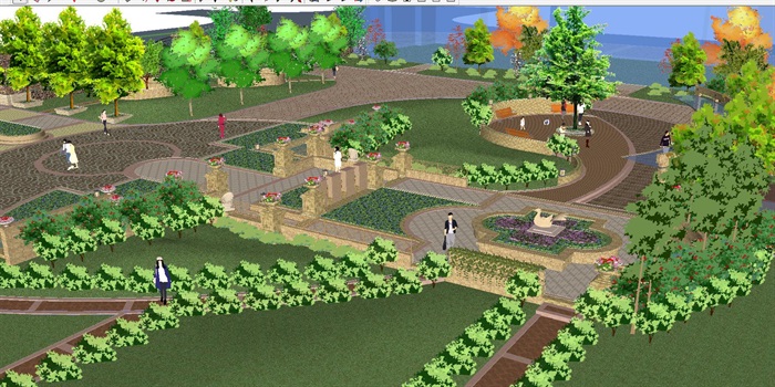 欧式住宅庭院花园建筑设计方案SU模型(1)
