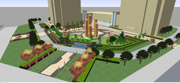 永固商业广场景观设计方案SU模型(1)