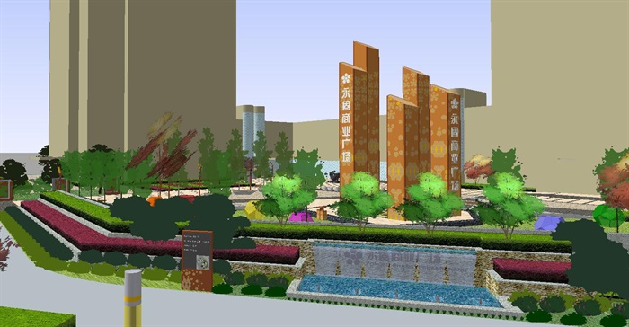 永固商业广场景观设计方案SU模型(4)