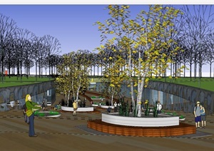 2个太湖城市广场景观节点设计方案SU(草图大师)模型