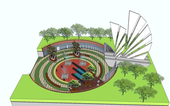 2个太湖城市广场景观节点设计方案SU模型(10)
