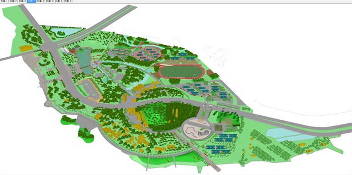 现代城市体育公园完整景观规划设计方案SU模型(1)
