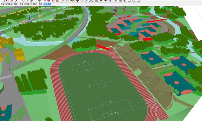 现代城市体育公园完整景观规划设计方案SU模型(3)