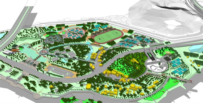 现代城市体育公园完整景观规划设计方案SU模型(4)