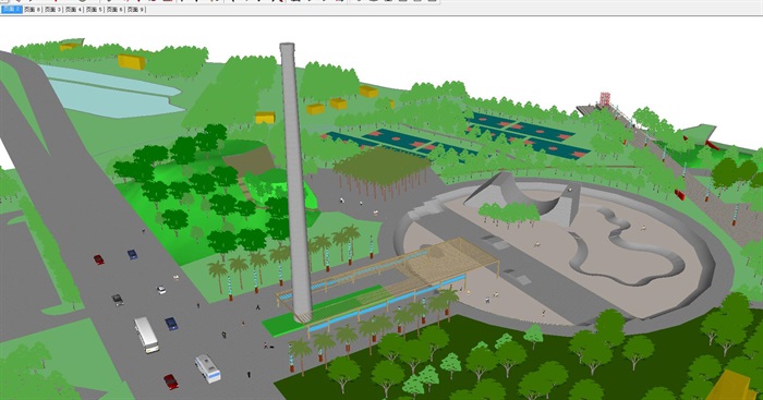 现代城市体育公园完整景观规划设计方案SU模型(6)