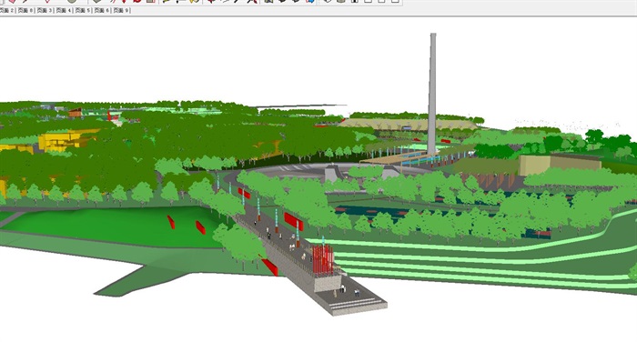 现代城市体育公园完整景观规划设计方案SU模型(8)