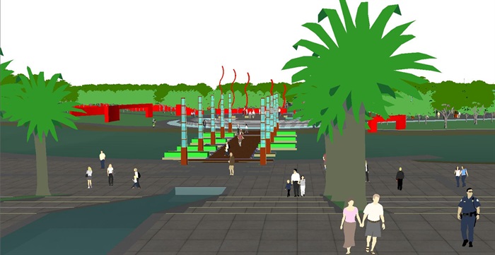 现代城市体育公园完整景观规划设计方案SU模型(10)