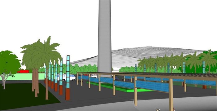 现代城市体育公园完整景观规划设计方案SU模型(11)