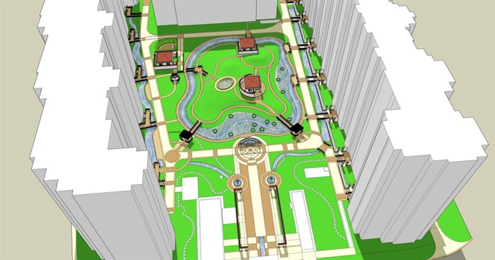 现代风格住宅中庭景观设计方案SU模型(6)