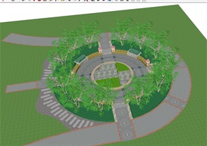 6个铺装小广场景观设计方案SU(草图大师)模型