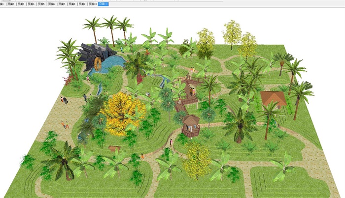 2个农业观光园景观节点设计方案SU模型(1)