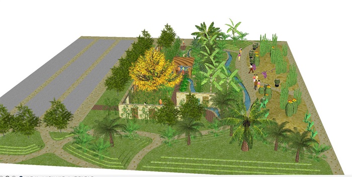 2个农业观光园景观节点设计方案SU模型(4)