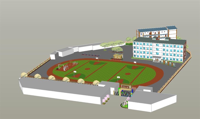 板桥小学项目建筑设计方案SU模型(5)