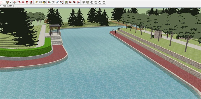 河道景观改造设计方案SU模型(3)