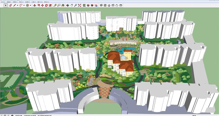 欧式住宅小区景观设计方案SU模型(1)