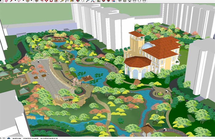 欧式住宅小区景观设计方案SU模型(2)