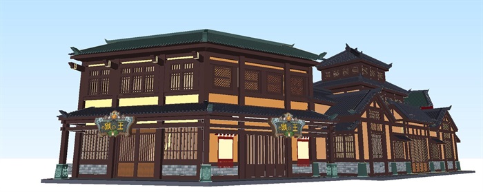古典中式商业街建筑设计方案SU模型(1)