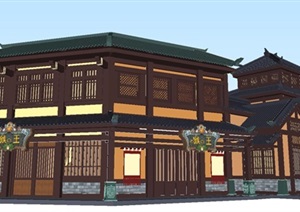 古典中式商业街建筑设计方案SU(草图大师)模型