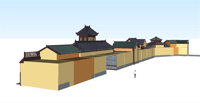 古典中式商业街建筑设计方案SU模型(7)