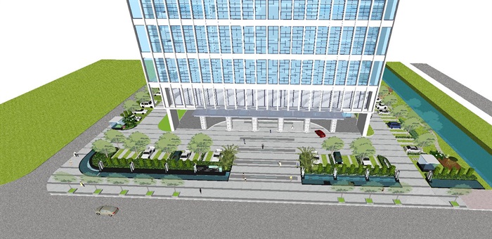 承业大厦高档办公楼建筑与景观设计方案SU模型(2)