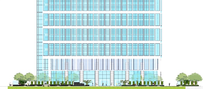 承业大厦高档办公楼建筑与景观设计方案SU模型(3)