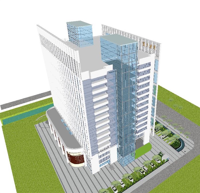 承业大厦高档办公楼建筑与景观设计方案SU模型(9)