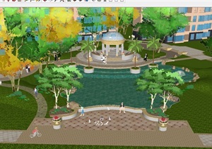 小区中庭景观节点设计方案SU(草图大师)模型