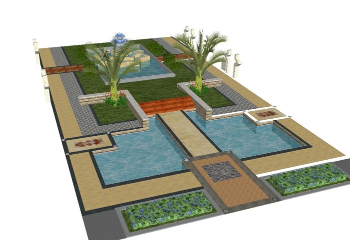 小区中心庭院景观设计方案SU模型(1)