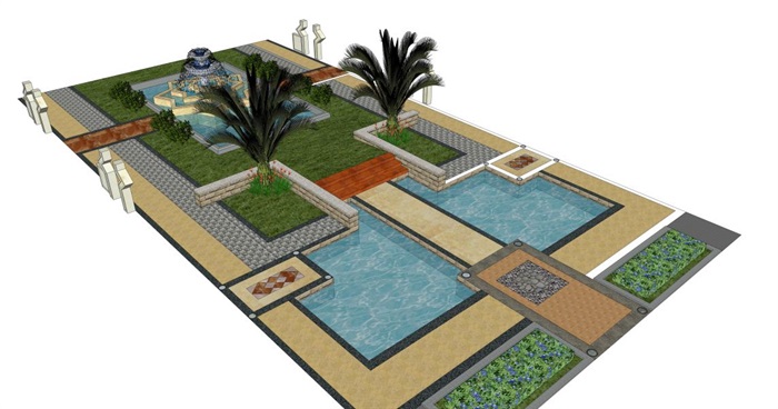 小区中心庭院景观设计方案SU模型(2)