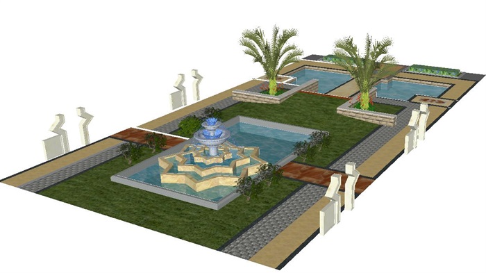 小区中心庭院景观设计方案SU模型(3)