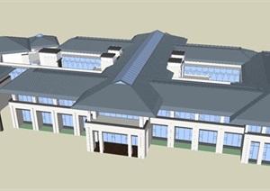 新中式酒店建筑设计方案SU(草图大师)模型