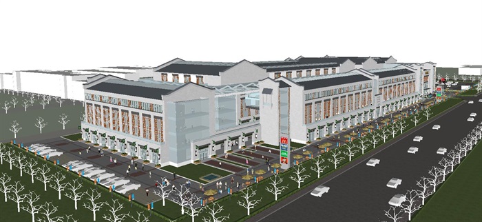 新中式精武国际商务广场建筑设计方案SU模型(2)