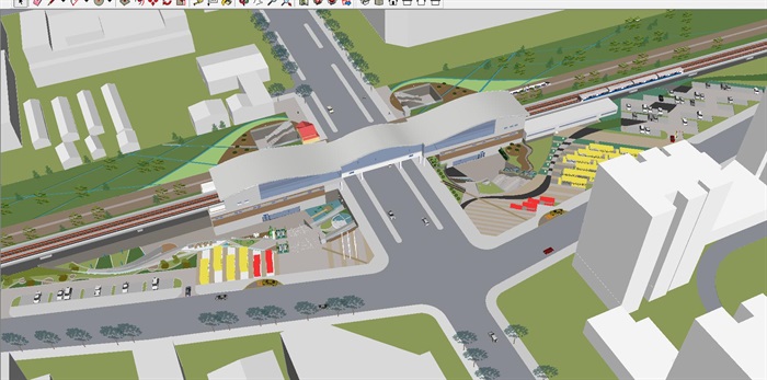 城轨站前广场景观设计方案SU模型(1)