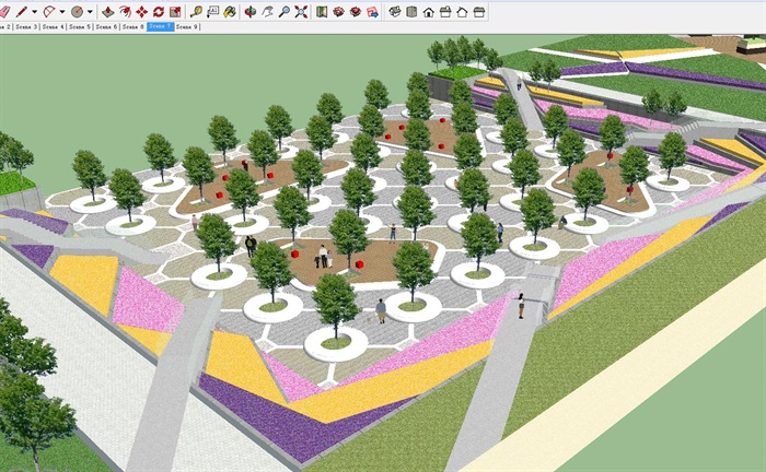 宜居公园城景观带设计方案SU模型(1)