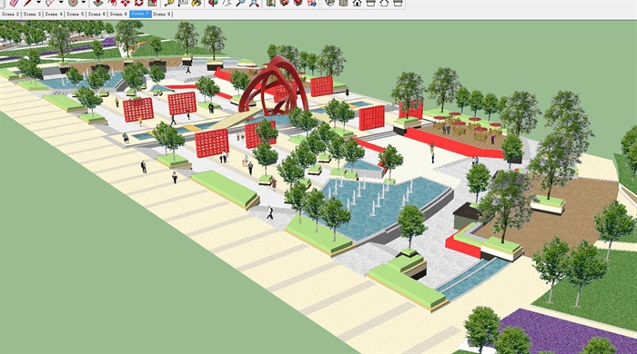 宜居公园城景观带设计方案SU模型(2)
