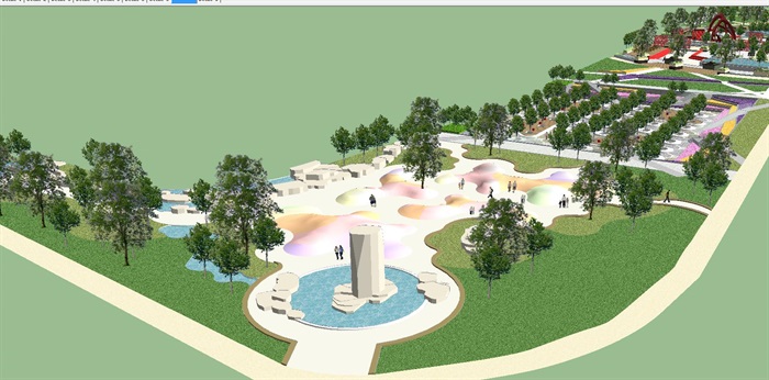 宜居公园城景观带设计方案SU模型(3)