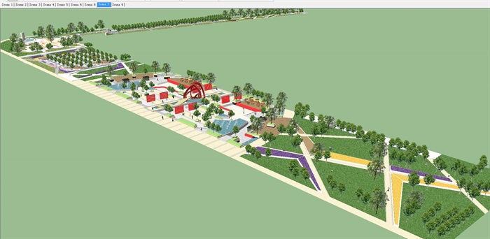 宜居公园城景观带设计方案SU模型(4)