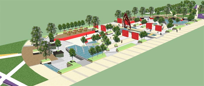 宜居公园城景观带设计方案SU模型(7)