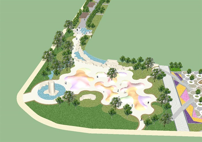 宜居公园城景观带设计方案SU模型(9)