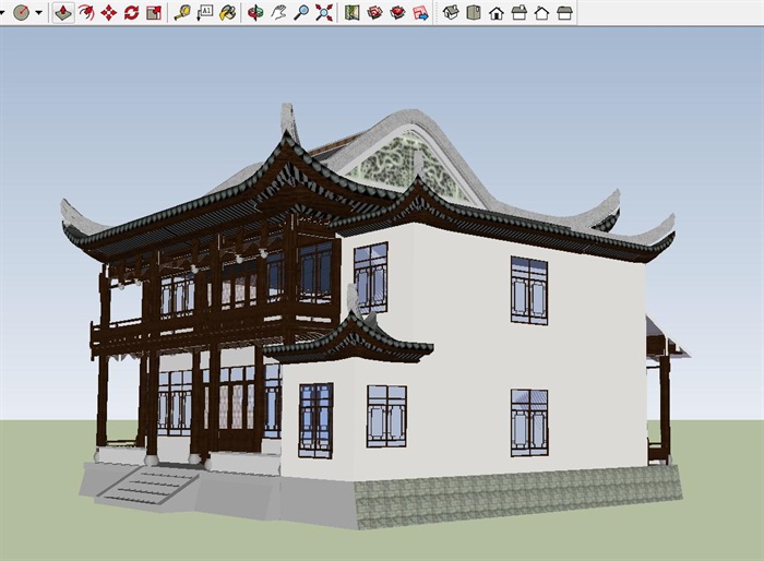 古典中式俞楼建筑设计方案SU模型(5)