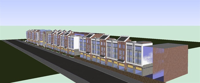 新中式玉器街建筑设计方案SU模型(5)