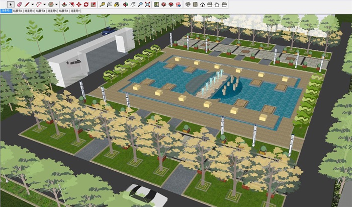 校园广场景观设计方案SU模型(1)